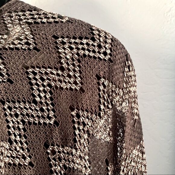 Charming Charlie Gray & White Chevron Print Kimono Size Small - Picture 7 of 11